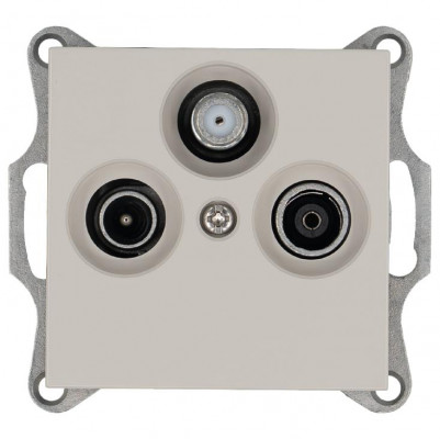 Розетка телевизионная проходная TV + FM + SAT 3-м Ф9.5мм механизм тауп Jasmart G6207T