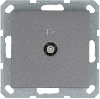 Розетка телевизионная проходная TV Ф9.5мм механизм алюм. Jasmart G6002S