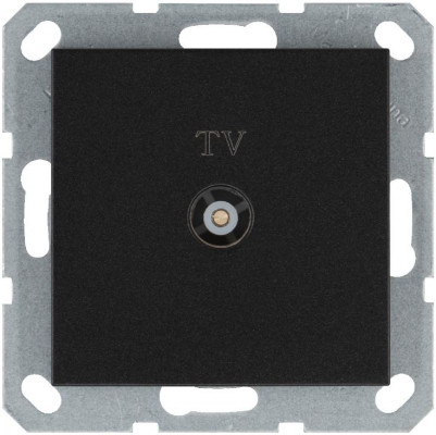 Розетка телевизионная проходная TV Ф9.5мм механизм антрацит Jasmart G6002B