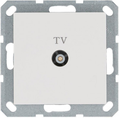Розетка телевизионная проходная TV Ф9.5мм механизм бел. глянцевый Jasmart G6002W