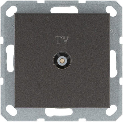 Розетка телевизионная проходная TV Ф9.5мм механизм мокко Jasmart G6002Z