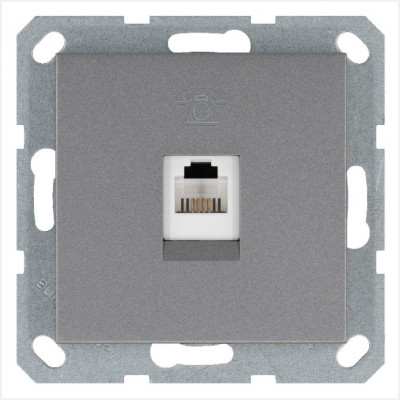Розетка телефонная 1-м RJ11 механизм алюм. JasmartG6101S