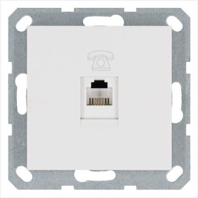 Розетка телефонная 1-м RJ11 механизм бел. глянцевый JasmartG6101W