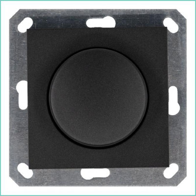 Светорегулятор поворотно-нажимной (диммер) LED 30-400Вт 1gang 2way механизм антрацит Jasmart G4012B