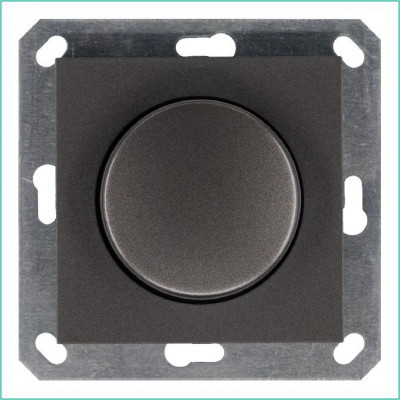 Светорегулятор поворотно-нажимной (диммер) LED 30-400Вт 1gang 2way механизм мокко Jasmart G4012Z