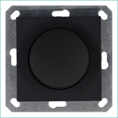 Светорегулятор поворотно-нажимной (диммер) LED 30-400Вт 1gang 2way механизм черн. матов. soft touch Jasmart G4012PB