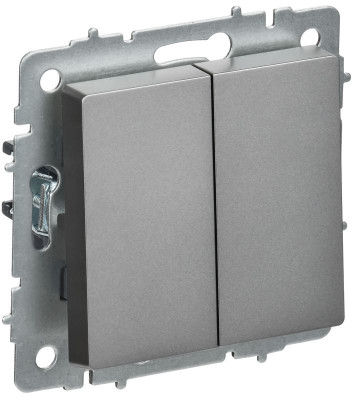 Выключатель перекрестный 2-кл. СП BRITE ВС10-2-3-БрС 10А механизм сталь IEK BR-V23-0-10-K46