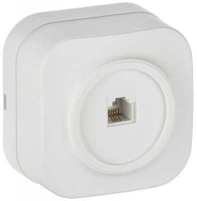 Розетка телефонная ОП RJ11 GLORY РТ20-ХБм бел. матов. IEK ETH10-K01M