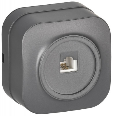 Розетка телефонная ОП RJ11 GLORY РТ20-ХСм сталь матов. IEK ETH10-K46M