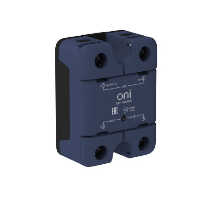 Реле твердотельное SSR1 60А 90-280В AC 48-480В AC ONI SSR1-60AA480