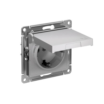 Розетка AtlasDesign 16А IP20 с заземл. защ. шторки с крышкой быстрозажим. клем. механизм алюм. SE ATN000346S