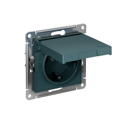 Розетка AtlasDesign 16А IP20 с заземл. защ. шторки с крышкой быстрозажим. клем. механизм изумруд SE ATN000846S