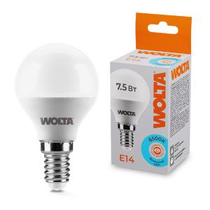 Лампа светодиодная 7.5Вт 6500К E14 WOLTA 25W45GL7.5E14