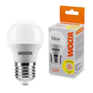 Лампа светодиодная 7.5Вт 3000К E27 WOLTA 25Y45GL7.5E27