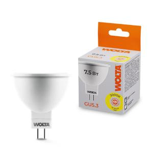 Лампа светодиодная 7.5Вт 3000К GU5.3 WOLTA 25YMR16-220-7.5GU5.3