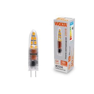 Лампа светодиодная 3Вт 4000К G4 WOLTA WSTD-JC-220V3W4KG4-P