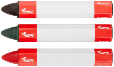 Набор карандашей разметочных 95мм воск. черн.; зел.; красн. (3 предмета) КУРС 04390