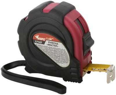 Рулетка Мастер 7.5мх25мм прорезиненный корпус КУРС 17147