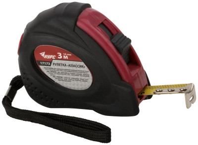 Рулетка Классик 3мх16мм прорезиненный корпус КУРС 17173