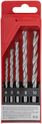 Набор сверл победитовых ударных 4; 5; 6; 8; 10мм цилиндрический хвостовик (5 предметов) КУРС 34580