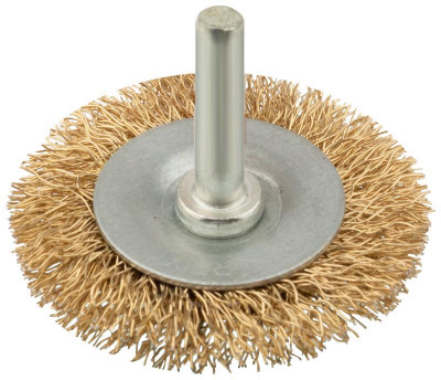 Корщетка дисковая прямая со шпилькой стальная латунированная волнистая проволока 50мм КУРС 38462