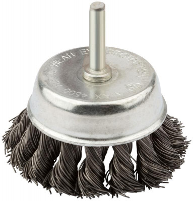 Корщетка чашечная со шпилькой стальная витая проволока 75мм КУРС 38478