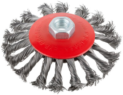 Корщетка-колесо с наклоном гайка М14 стальная витая проволока 115мм КУРС 39034