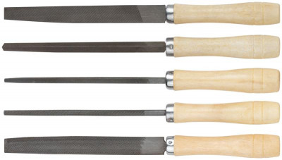 Набор напильников 150мм деревянная ручка (5 предметов) КУРС 42510