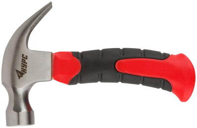 Молоток-гвоздодер укороченный 25мм 225г фибергласовая обрезиненная ручка КУРС 44765