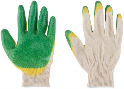 Перчатки вязаные с двойной латексной заливкой наладонника х/б 12469