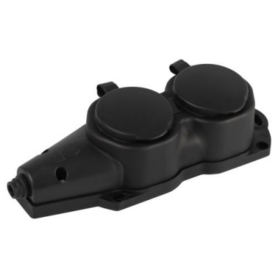 Колодка 2-м с заземл. 16A IP44 KX-2e-B-IP44 каучук. черн. Эра Б0068451