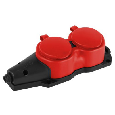 Колодка 2-м с заземл. 16A IP44 KX-2e-RED-IP44 каучук. красн. Эра Б0068443