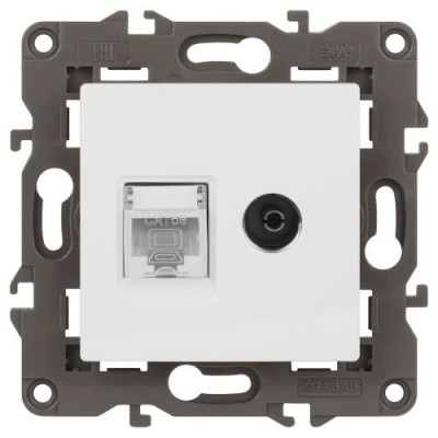 Розетка компьютерная + телевизионная Elegance 14-3110-01М RJ45+TV матов. бел. Эра Б0065767