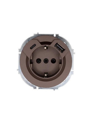 Розетка 1-м СП OSEN с заземл. TC + USB разъем механизм шоколад LEZARD 743-7388-181TC
