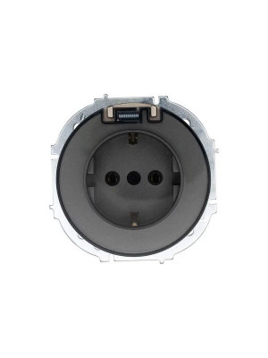 Розетка 1-м СП OSEN с заземл. с крышкой ПБТ механизм титан LEZARD 743-3788-123B