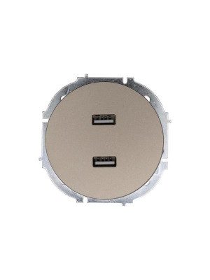 Розетка 2-м СП OSEN USB разъем механизм титан LEZARD 743-3788-192