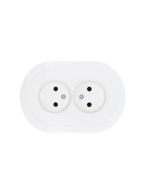 Розетка 2-м СП OSEN без заземл. ПБТ круглая бел. LEZARD 744-0200-128B