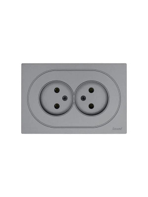 Розетка 2-м СП OSEN без заземл. ПБТ механизм сер. матов. LEZARD 743-7400-128B