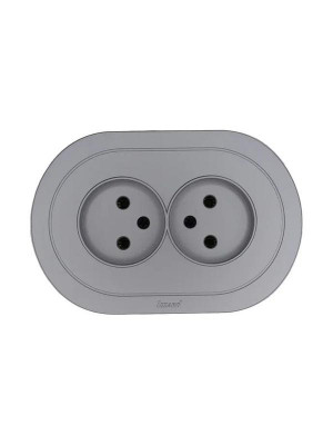 Розетка 2-м СП OSEN без заземл. ПБТ круглая механизм сер. матов. LEZARD 744-7400-128B