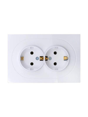 Розетка 2-м СП OSEN с заземл. ПБТ механизм бел. LEZARD 743-0200-127B