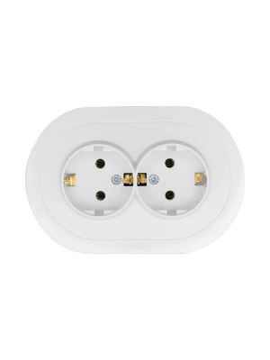 Розетка 2-м СП OSEN с заземл. ПБТ круглая механизм бел. LEZARD 744-0200-127B