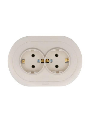 Розетка 2-м СП OSEN с заземл. ПБТ круглая механизм сл. кость LEZARD 744-9000-127B