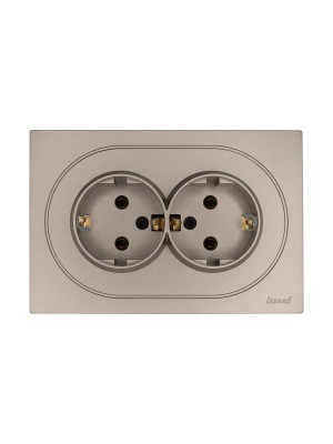 Розетка 2-м СП OSEN с заземл. ПБТ механизм титан LEZARD 743-3700-127B
