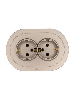 Розетка 2-м СП OSEN с заземл. ПБТ круглая механизм титан LEZARD 744-3700-127B