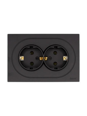 Розетка 2-м СП OSEN с заземл. ПБТ механизм черн. бархат LEZARD 743-4200-127B