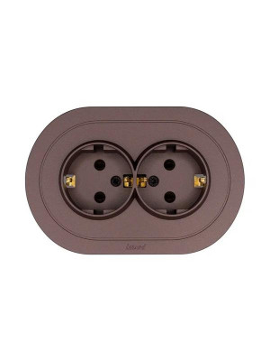 Розетка 2-м СП OSEN с заземл. ПБТ круглая механизм шоколад LEZARD 744-7300-127B