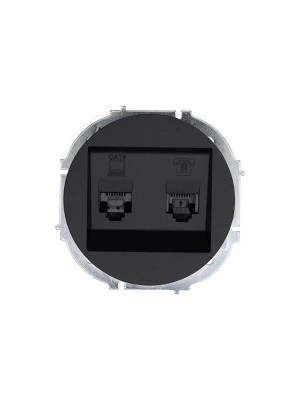 Розетка компьютерная + телефонная OSEN RJ45 кат.6 + RJ11 с модулем механизм черн. бархат LEZARD 743-4288-144