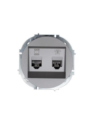 Розетка компьютерная + телефонная OSEN RJ45 кат.6 + RJ11 с модулем механизм сер. матов. LEZARD 743-7488-144