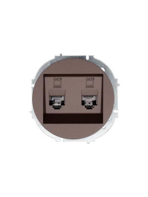 Розетка компьютерная 2-м СП OSEN кат.6 с модулем механизм шоколад LEZARD 743-7388-142