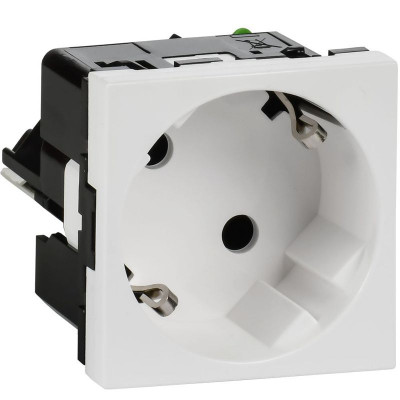 Розетка 2мод. 16А 250В 45град. с заземл. без защ. шторок безвинт. зажимы бел. ИЭК Leg 4521058